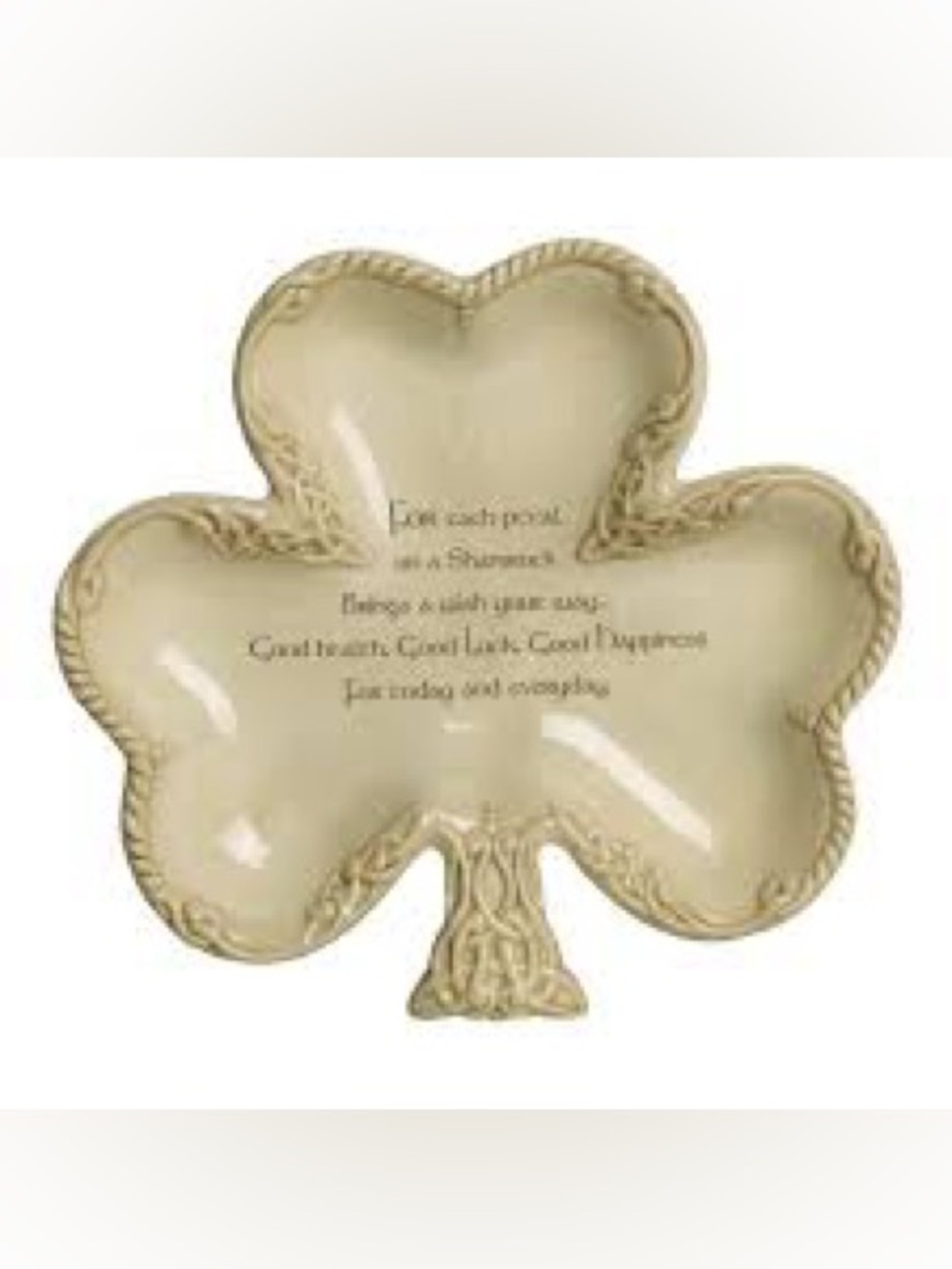 Grasslands Road Beige Shamrock Ceramic trinket  Dish